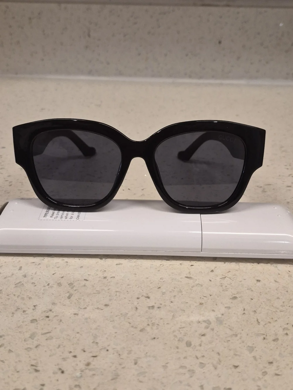Gucci Black Oversized Square Sunglasses with Dark Grey Lenses